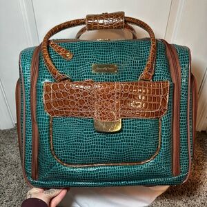 Samantha Brown Crocodile-Embossed Luggage Bag or Carry On with Wheels